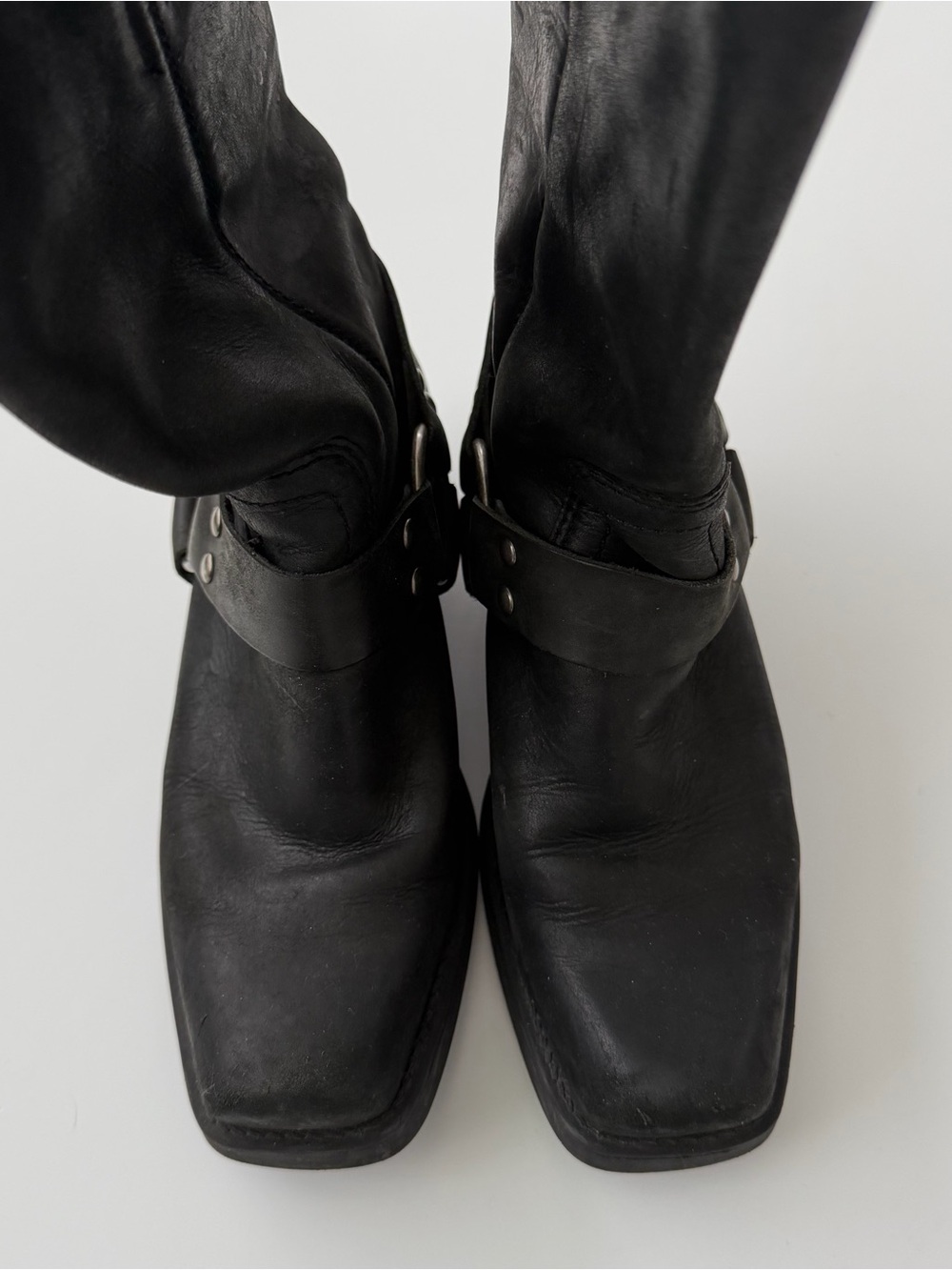 Vintage Black Leather Harness Moto Boots - Picture 3 of 6